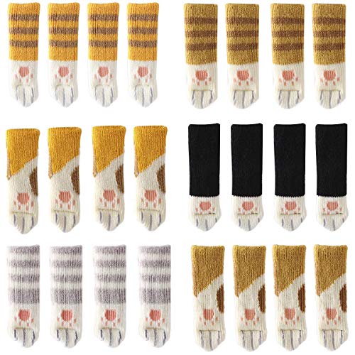 Co-link 24PCS Stuhl Socken (6 Sets) Niedliche Katze Stuhlbeinschoner Stuhlsocken Möbelsocken, Katzen Klaue Stuhlbeinsocke Stuhlbeinsocken Fußbodenschoner