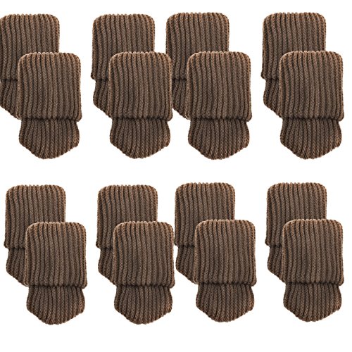 Mogokoyo 16 x Stuhlbeinsocke Stuhlsocken Möbel Socken Anti-Rutsch Wollsocken Hocker Fessel Tabellen Cotton Caps Fußboden Schutz Stuhl Bein Floor Protector.(Kaffe)