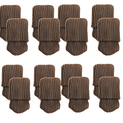 Mogokoyo 16 x Stuhlbeinsocke Möbel Socken Anti-Rutsch Wollsocken Hocker Fessel Tabellen Cotton Caps Fußboden Schutz Stuhl Bein Floor Protector(Kaffe)